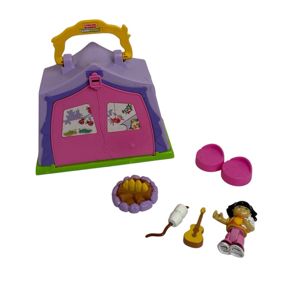 Vintage Fisher Price Little People Play n' Go Campsite Set